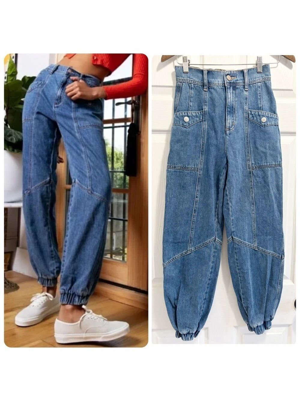 BDG Urban Outfitters High Rise Cargo Joggers Denim Jeans Size 26
